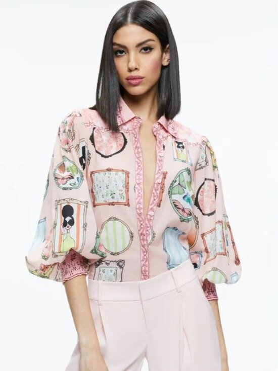Alice + Olivia Tops - Alice + Olivia Tiffie Mirror Stace Face Drama Sleeve Blouse Medium